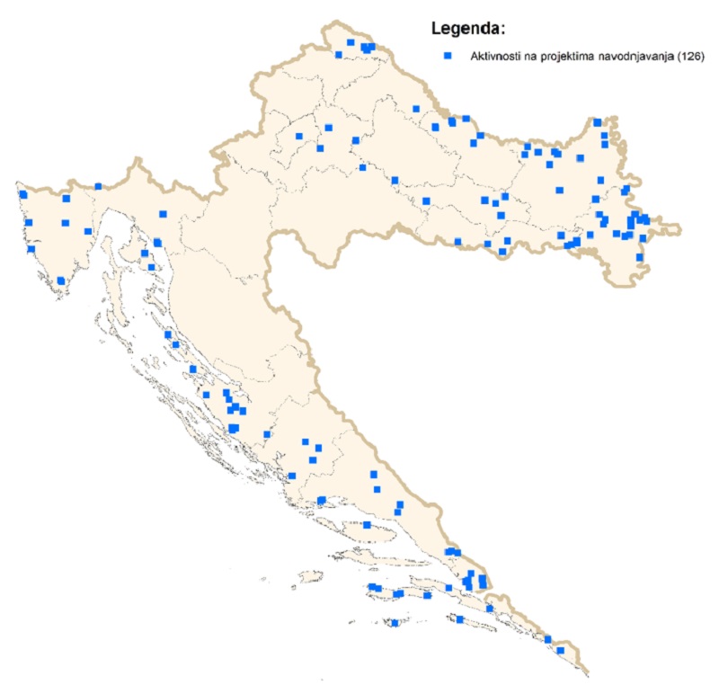 Prostorni raspored razmatranih lokacija za razvoj navodnjavanja